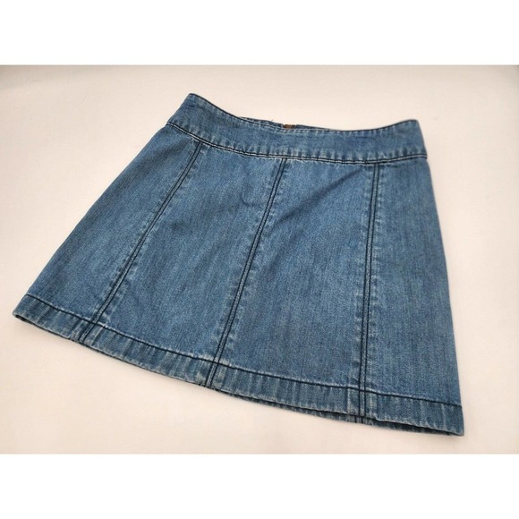 NWT Free People Zip to It Denim Mini Jean Skirt Chloe Wash Women's Sz 8 - Picture 4 of 12